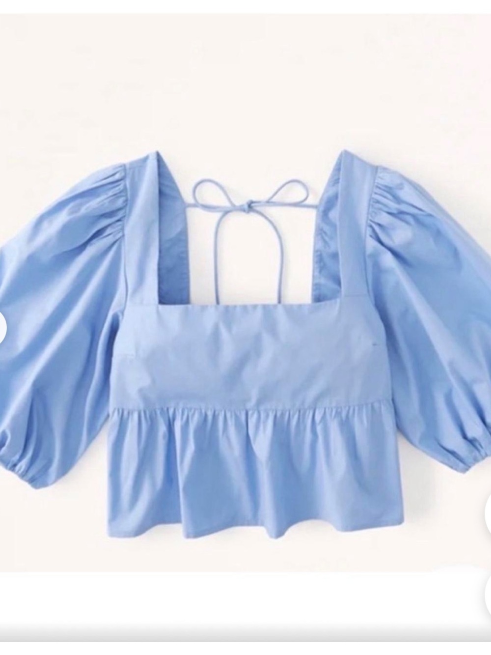 Abercrombie & Fitch Light Blue Puff-Sleeve Square Neck Blouse